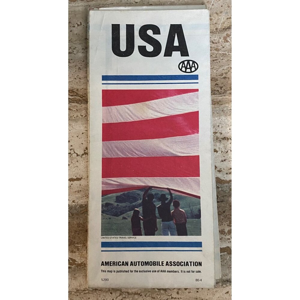 Vintage 1980 USA AAA Travel Map Brochure